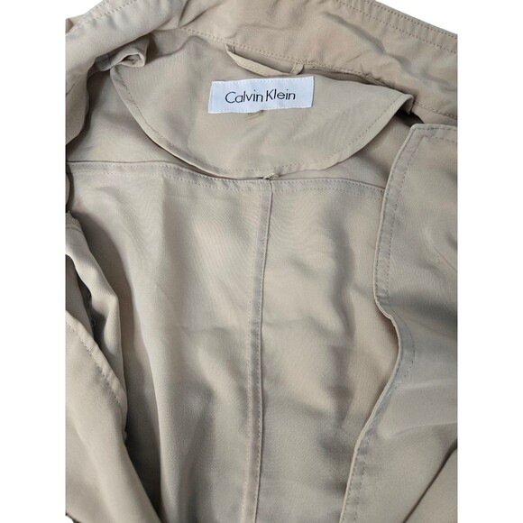 Calvin Klein women's S beige cinch waist roll tab full zip jacket lightweight - Picture 3 of 8